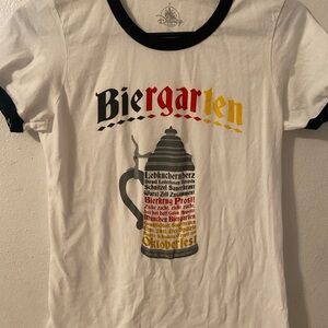Disney Epcot Biergarten Beer Stein White Ringer T-Shirt Med